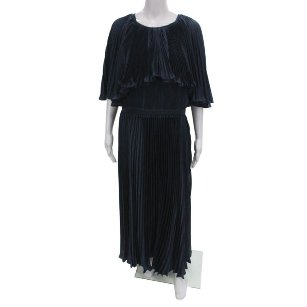Mac Duggal Womens Maxi Dress Blue Round Neck Short Sleeve Polyester Size 16